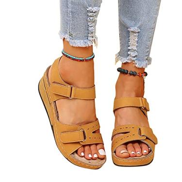 Imagem de Sandálias femininas casuais de verão chinelos de caminhada de salto plano praia femininos chinelos de praia retrô sapatos de praia, 21,40 EU/9 EUA