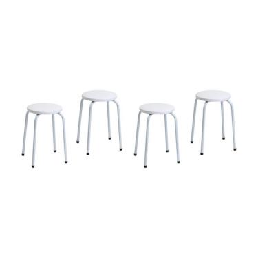 Imagem de Conjunto com 4 Bancos | Banquetas Mocho Branco