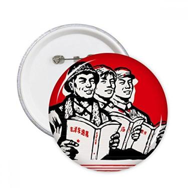 Imagem de Obreiro, soldado camponês, chinês, pinos, redondos, emblema, botão, decoração, 5 peças, presente