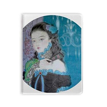 Imagem de Caderno de aquarela azul clássico menina estilo chinês capa de goma Diário capa macia