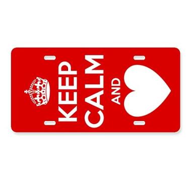 Imagem de DIYthinker Placa de licença vermelha Keep Calm and Love da frase "Keep Calm and Love" em aço inoxidável