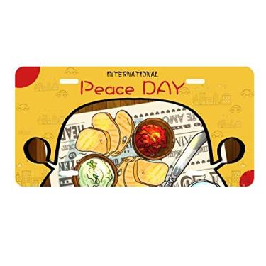 Imagem de DIYthinker Placa de licença de vinho com fatia de pão para aperitivo, etiqueta para decoração de carro, dia da paz