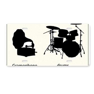 Imagem de DIYthinker Kit de bateria musical com padrão energético placa de licença decoração de aço inoxidável para automóvel