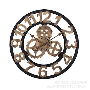 Imagem de Relógio de parede para decoração, relógio retro europeu com grandes algarismos romanos Relógio interno silencioso de metal operado por bateria para sala de estar, cozinha e sala de estar, GoldenRome, 16 pol.