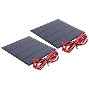 Imagem de Mini módulo de painel solar, 2 peças com cabo de 1 metro à prova de neve DC 12 V painel solar de polissilício à prova de vento, 150 mA para luzes solares de paisagem, carregadores solares de