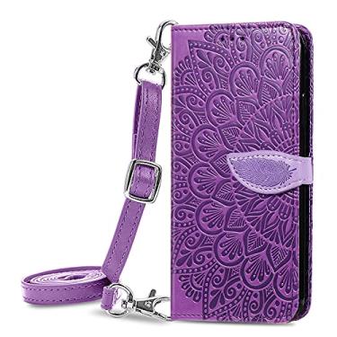Imagem de HUANGTAOLI Capa de telefone com alça de ombro transversal para Sony Xperia 1 II, capa carteira com fecho magnético com suporte para Sony Xperia 1 II
