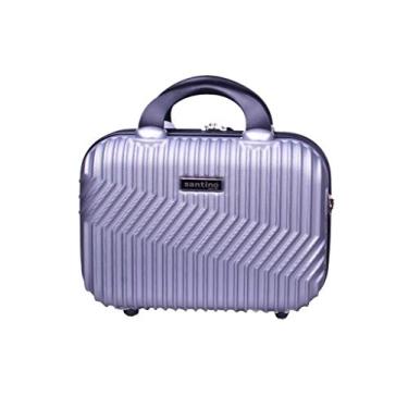 Imagem de Frasqueira Necessaire Bolsa Maleta de mão Rígida em ABS viagem Geometric Santino M Prata