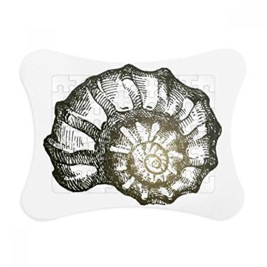 Imagem de Moldura de quebra-cabeça com estampa de caracol da vida marinha negra, enfeite de quebra-cabeça