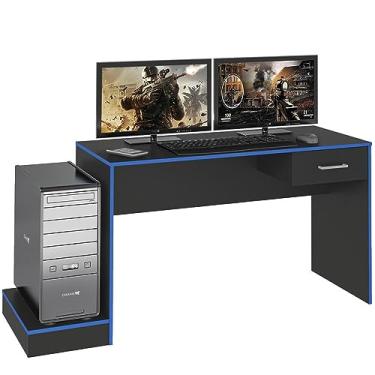 Imagem de Mesa para jogos online GAMER cor Preto/Azul - Artely