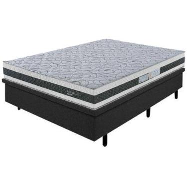 Imagem de Colchão de Casal Biflex Turquia com Molas Ensacadas e Pillow Inn + Box MGA Lift Cotton com Baú e Pistão à Gás - 69x138x188cm - Branco/Grafite/Preto 