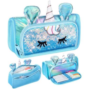 Imagem de Estojo de lápis LISEVO Cute Unicorn 3D Bolsa de lápis para meninas Bl