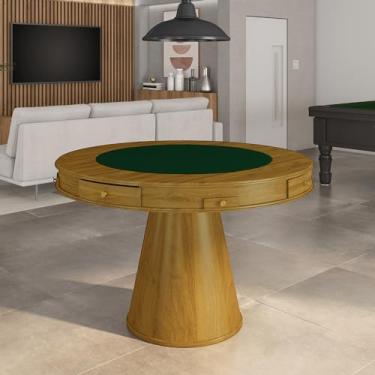 Imagem de Mesa de Jogos Carteado 4 Lugares Bellagio com Gavetas e Tampo Reversível Base Cone com Tecido Mel/Verde G42 - Gran Belo