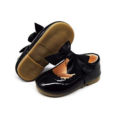 Imagem de TIMATEGO Sapatos infantis para meninas com balé brilhante festa de casamento princesa Mary Jane bailarina sapatos baixos para meninas, 06 Black, 6.5 Toddler