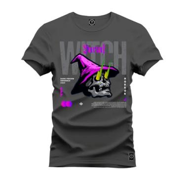 Imagem de Camiseta Casual Malha Confortável Estampada Witch Grafite G