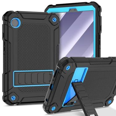 Imagem de BMOUO Capa para Samsung Galaxy Tab A9 8,7 polegadas 2023 (SM-X110/X115/X117), capa protetora resistente à prova de choque para Samsung Galaxy Tab A9 22.1 cm, preto azul