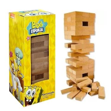 Imagem de Jogo Torre Terremoto Clássico Infantil Empilhar Madeira 36pç