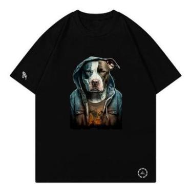 Imagem de Camiseta de Gola Redonda em Algodão Dog Estampa Moderna Nova Top-Unissex