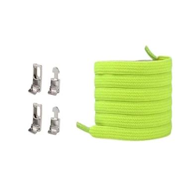 Imagem de Cross Buckle Elastic Laceless Shoelaces For Sneakers Flat Shoelaces For Kids And Adults Elastic Shoelaces For All Shoes(Fluorescent green)