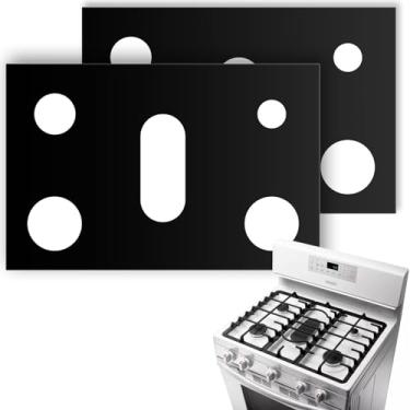 Imagem de Pacote com 2 capas para queimador de fogão a gás, protetor de fogão, forros de queimador a gás, compatível com fogão a gás Samsung, reutilizável, antiaderente e lavável