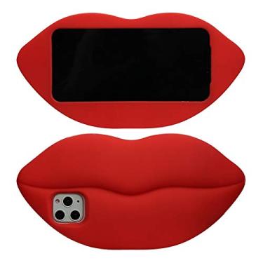 Imagem de Phenix Color Capa de desenho animado para iPhone 11 6,1 polegadas 2019, capa traseira de gel de borracha de silicone macio 3D, animada para meninas (lábios vermelhos, iPhone 11 polegadas)