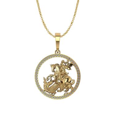 Imagem de Colar Medalhão São Jorge Masculino de Moeda Antiga