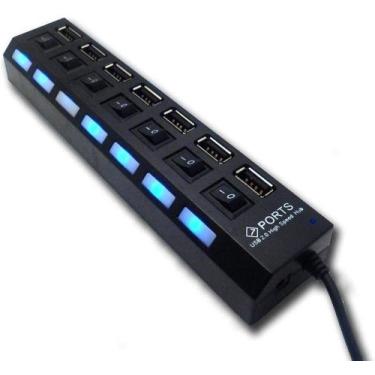 Imagem de Hub Usb 3.0 - 7 Portas Alta Velocidade Pendrive Mouse Teclado - BC BOR