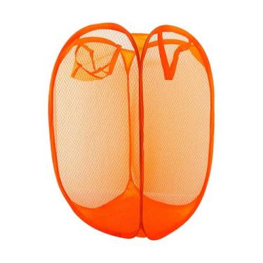 Imagem de Cesto de Roupa Colorido Dobrável Poliéster 56cm Laranja - Aliança