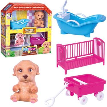 Imagem de Playset Casinha Com Filhote Cachorro Brinquedo Infantil Para Crianças 
