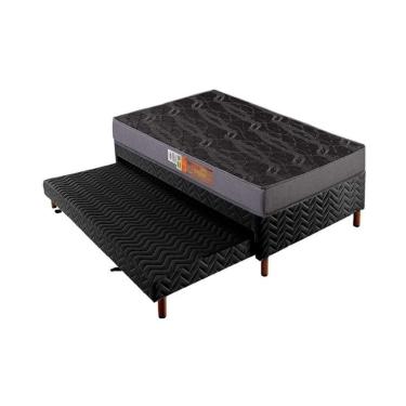 Imagem de Conjunto Box Solteiro: Colchão Espuma Polar D20 Pérola Gray + Base CRC Suede Black (88x188)