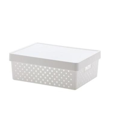 Imagem de Cesto Organizador com Tampa Quadratta Branco 39x29x14cm - PARAMOUNT