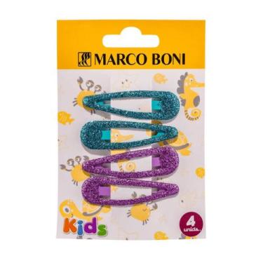 Imagem de Kit 4 Presilhas De Cabelo Tic Tac Glow C/ Glitter Marco Boni, Azul e L
