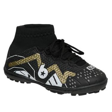 Imagem de Chuteira Society Infantil Botinha Blank Preto Dourado com Solado Costu