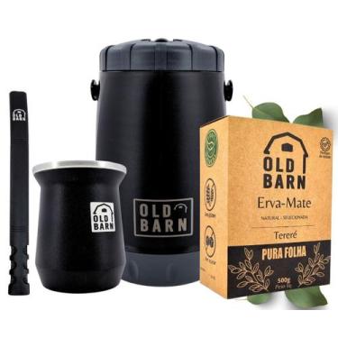 Imagem de Kit Tereré Old Barn Completo Preto Garrafa 2,5L Cuia De Alumínio 300ml