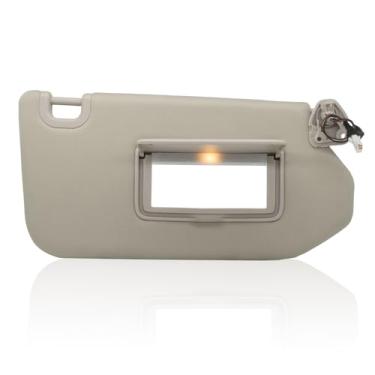 Imagem de Substituição da viseira solar do lado direito do passageiro compatível com 2013-2018 Pathfinder 2014-17 Infiniti QX60 e Infiniti JX35 2013 com lâmpada e espelho substitui 96400-9PB0A Cor bege