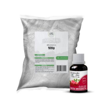 Imagem de Kit Clareador Natural Argila Branca 500g + Óleo de Rosa Mosqueta 30ml 