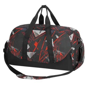 Imagem de Choco Mocha Bolsa de viagem infantil para meninos – Bolsas noturnas para viagem, academia, festa do pijama, meninos de 9 a 12 anos, 6 a 8 anos, Preto, vermelho, Medium, Esportivo