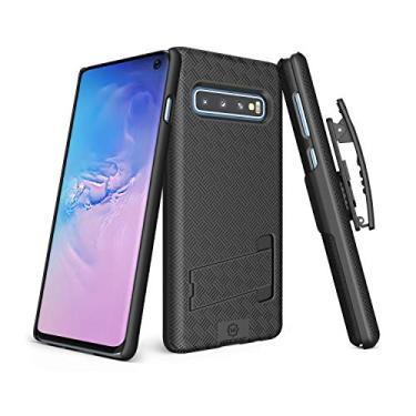 Imagem de WixGear Capa combo de coldre Shell para Samsung Galaxy S10 coldre com suporte e clipe de cinto (não para S10 Plus)