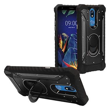 Imagem de Eaglecell - Para LG K40, Harmony 3, Xpression Plus 2 (2019) LM-X420, LG Solo LTE L423DL - Capa de telefone híbrida de metal de alumínio com suporte - ZY0 preta