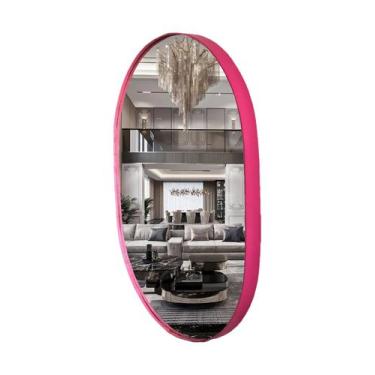 Imagem de Espelho Oval Moderno Decorativo 60x47 cm - VSA, ROSA