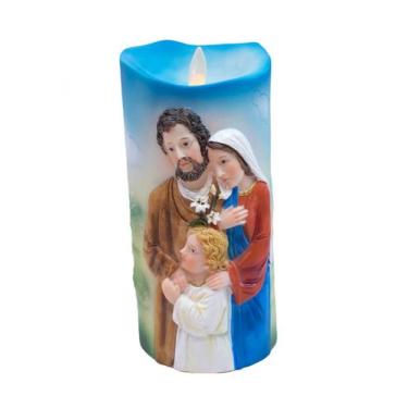 Imagem de Sagrada Família Luminária Vela 17.5cm - Enfeite Resina - Genérico