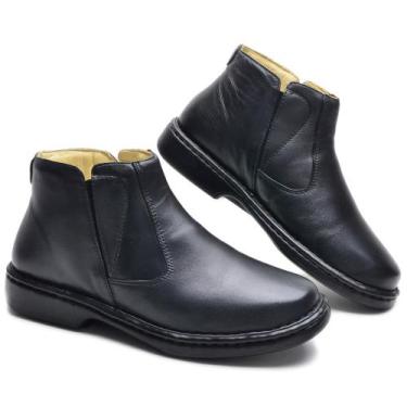 Imagem de Botina Masculina Couro Bota Chelsea Cano Baixo Lisa - ClaCle, 40, Pret