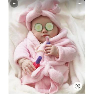 Imagem de roupao para nenem com toalha magica cama mesa e banho de 4 mese a 1 an