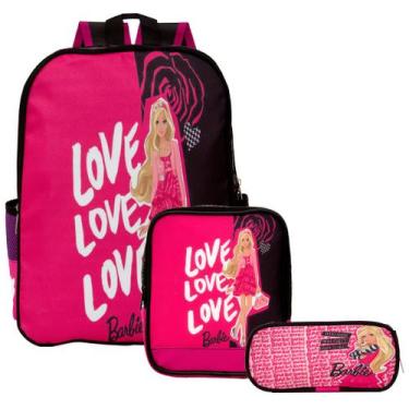 Imagem de Kit Mochila Escolar Menina Barbie Aula 3 Pçs Costas Toys 2U