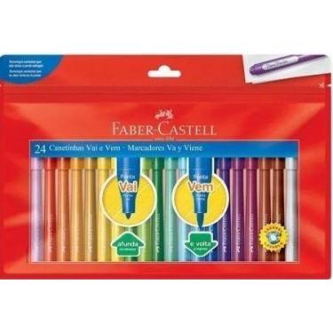 Imagem de Canetinhas Faber Castell 24 Cores Hidrocor Ponta Vai E Vem