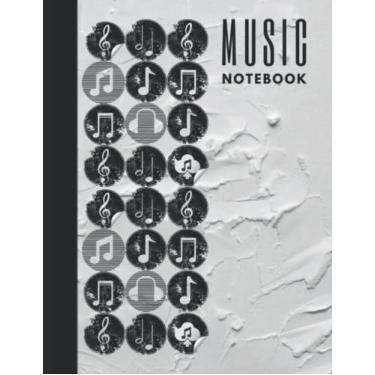 Imagem de Music Notebook :white plaster: Wide Staff Blank Manuscript Paperback * 13 Staves per page * 8.50" x 11" * 102 Pages (Music book series)