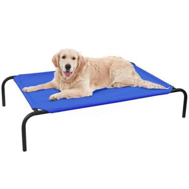 Imagem de PHYEX Cama elevada para cães grandes, cama elevada para cães com malha respirável, berço com estrutura de aço resistente para uso interno e externo, antiderrapante, fácil de limpar, 127 cm, azul