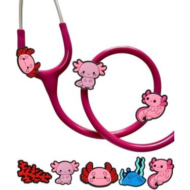 Imagem de Plifal Etiqueta de berloque de estetoscópio para enfermeira - 5 peças bonito Axolote Estetoscópio Berloque Berloque Etiqueta Personalizada Acessórios Adequado para MDF Littmann Vários Estilos,