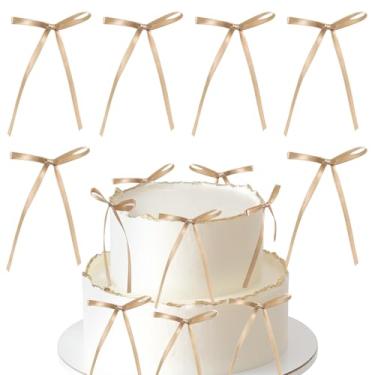 Imagem de iNINGER 20Pcs Coffee Color Bowknot Cake Toppers Bow Cake Decorations Picks Baby Shower Cake Decorations for Coffee Color Bow Ribbon Cake Decoration for Birthday Baby Shower Wedding Party