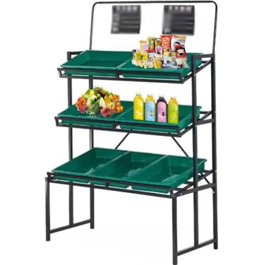 Imagem de Suporte de cesta de frutas e vegetais, suporte de exibição de boca chanfrada para lojas, mercados de fazendeiros, prateleira de supermercado – estrutura de ferro, estilo 2