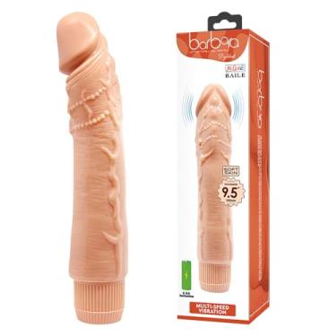 Imagem de Protese Realistico com Vibrador Multivelocidade Potente Barbara Ken Pênis Glande Definida Texturizada e Mácia (24cm x 4,3cm)